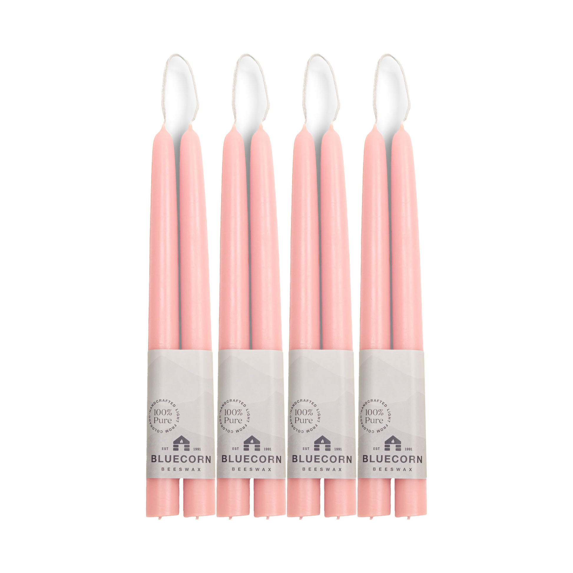 bluecorn candles beeswax taper candles light pink candlesticks