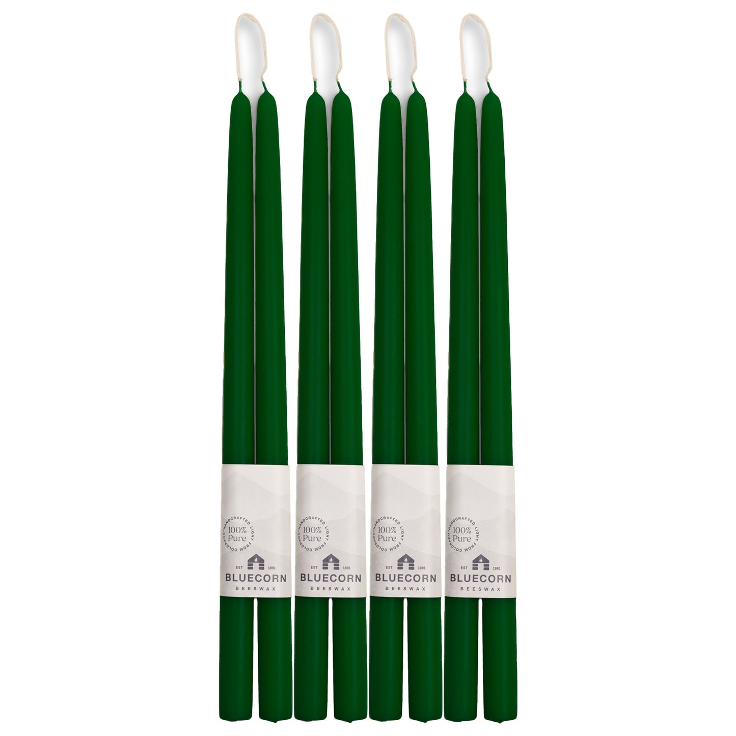 dramatic long beeswax taper candles dark green bluecorn candles