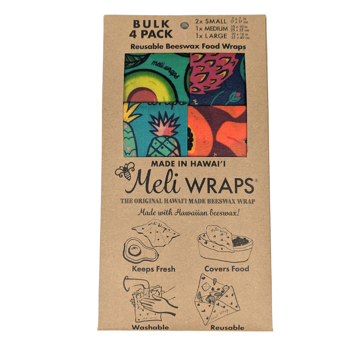 Reusable Beeswax Food Wraps Variety 4-Pack