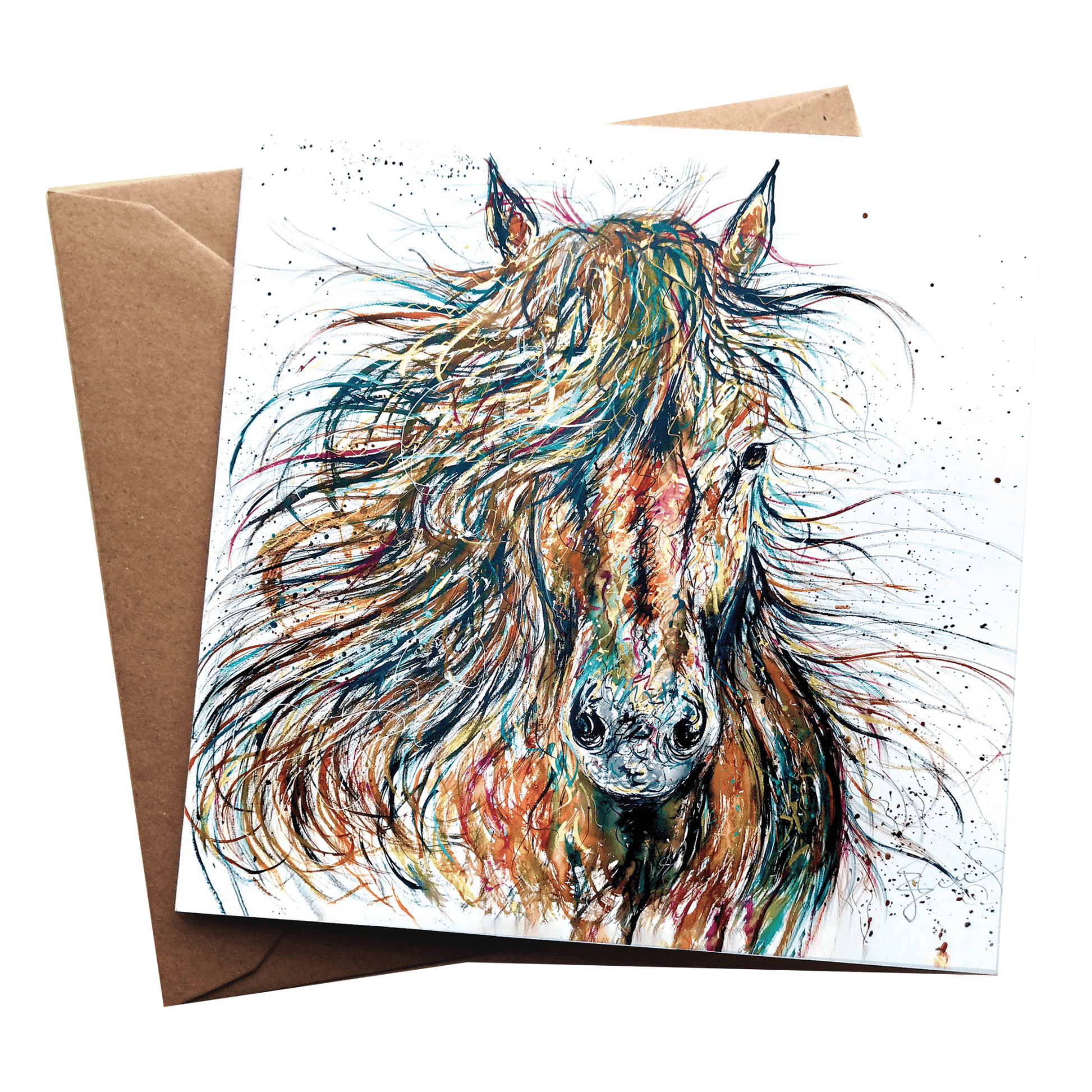 Water Color Horse Greeting Card - Bluecorn Candles