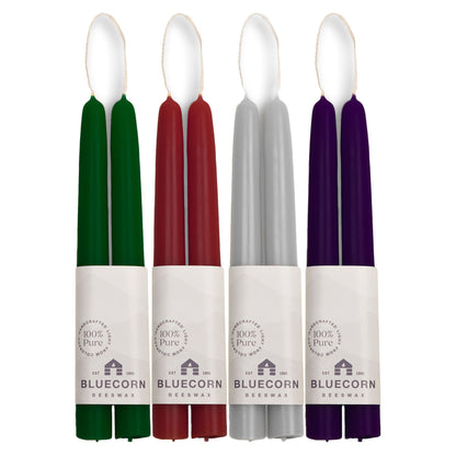 Moody Fall Beeswax Taper Bundle - Gray, Eggplant, Burgundy & Moss