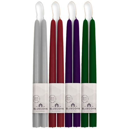 Moody Fall Beeswax Taper Bundle - Gray, Eggplant, Burgundy & Moss