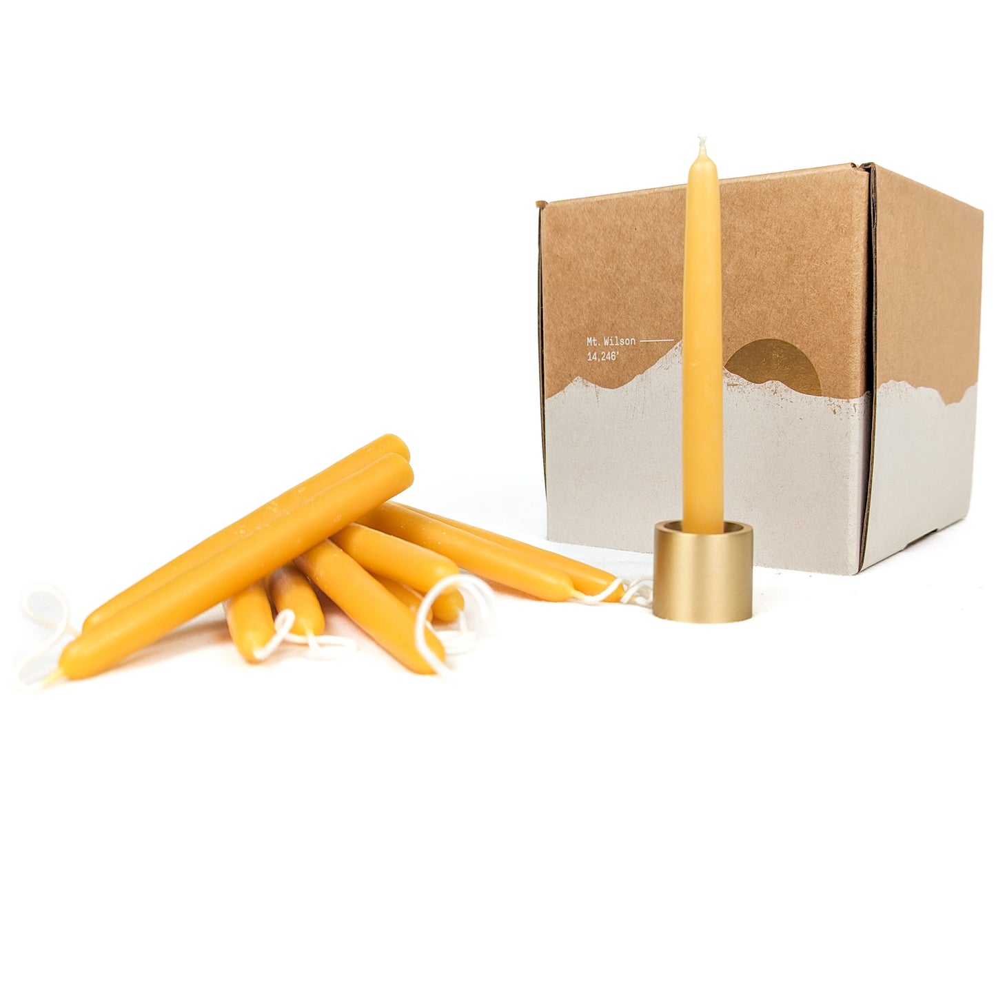 Ceremony Beeswax Candles & Brass Holder Gift Set