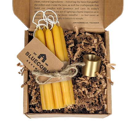 Ceremony Beeswax Candles & Brass Holder Gift Set