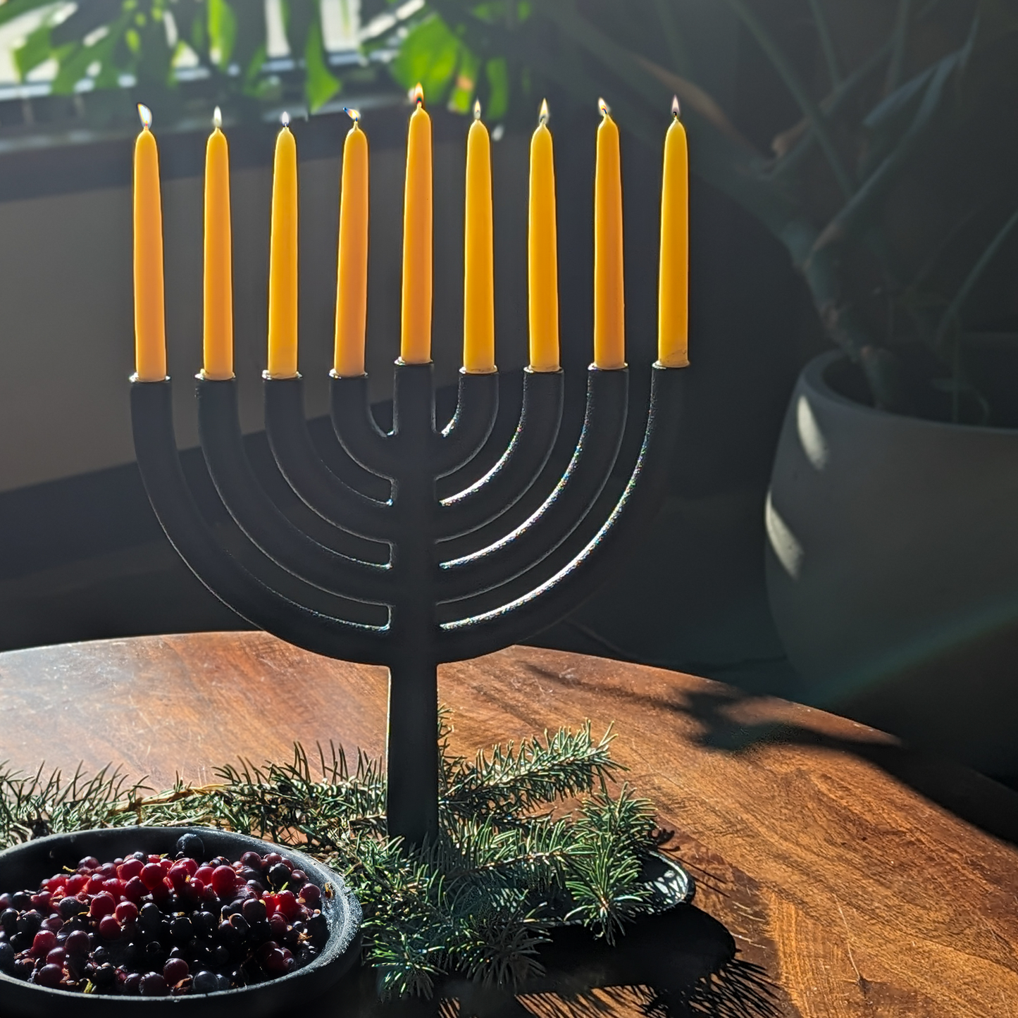 Pure Beeswax Hanukkah Candles - 44 Hand-Dipped Menorah Tapers