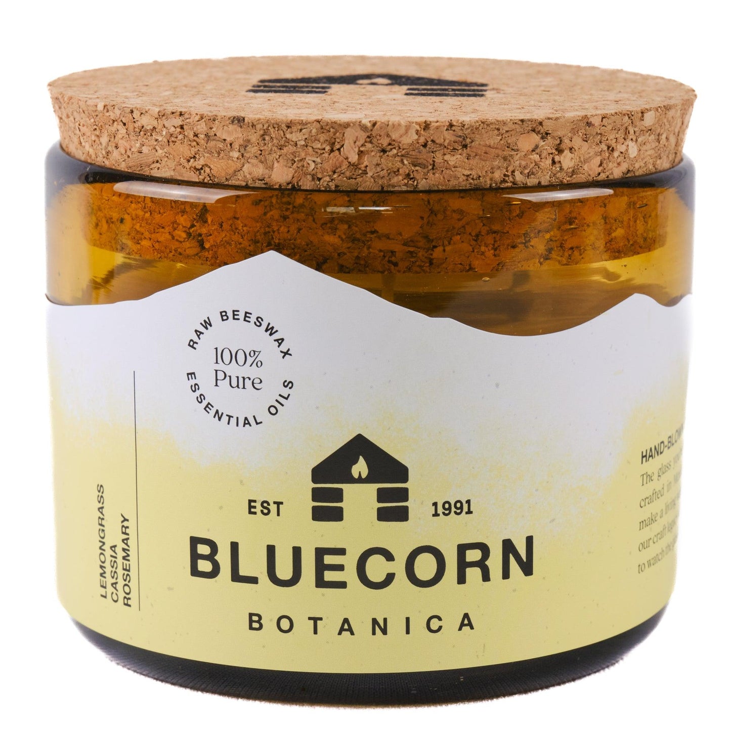 Beeswax Botanica Candle in Blown Glass Gift Box - Bluecorn Candles