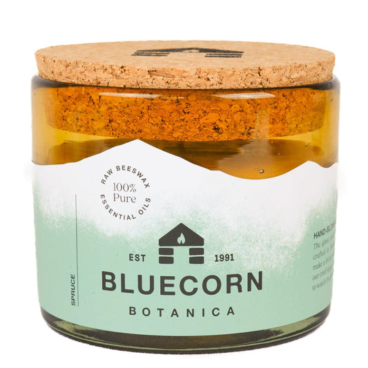 Beeswax Botanica Candle in Blown Glass Gift Box - Bluecorn Candles