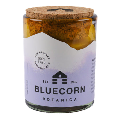 Beeswax Botanica Candle in Blown Glass Gift Box - Bluecorn Candles