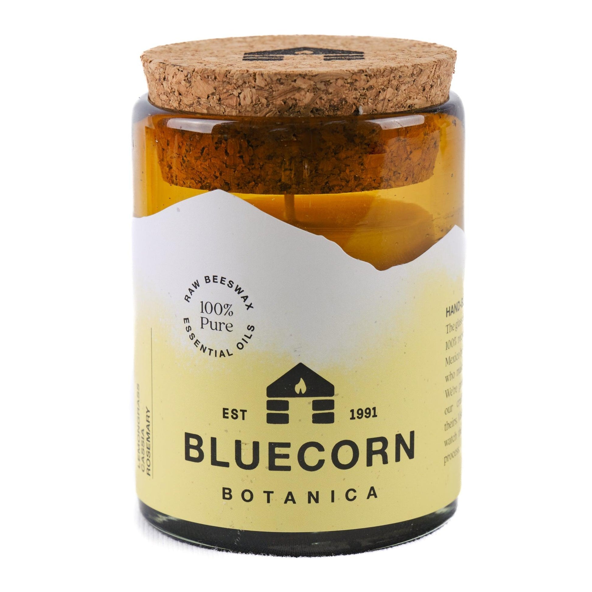 Beeswax Botanica Candle in Blown Glass Gift Box - Bluecorn Candles