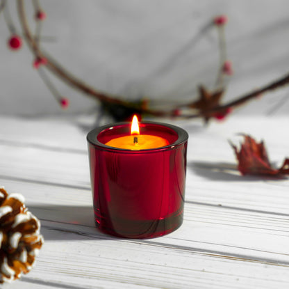 Beeswax Votives & Red Glass Holders - Holiday Bundle - Bluecorn Candles