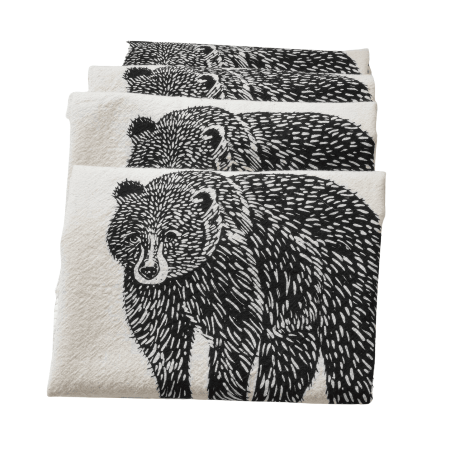 Black Bear l Set of 4 Organic Cloth Napkins - Bluecorn Candles