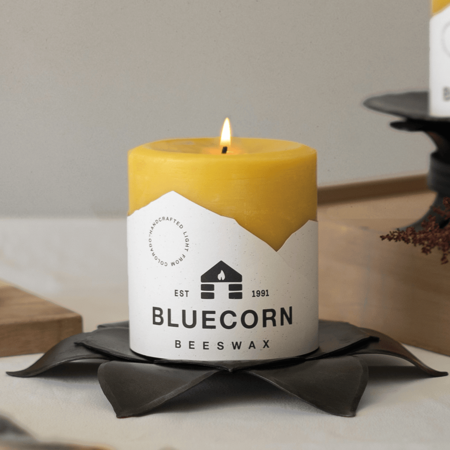 Clearance - Forged Lotus Pillar Base - Bluecorn Candles