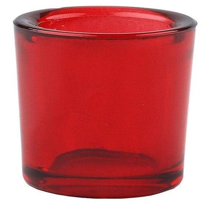 Red recycled glass candle holder