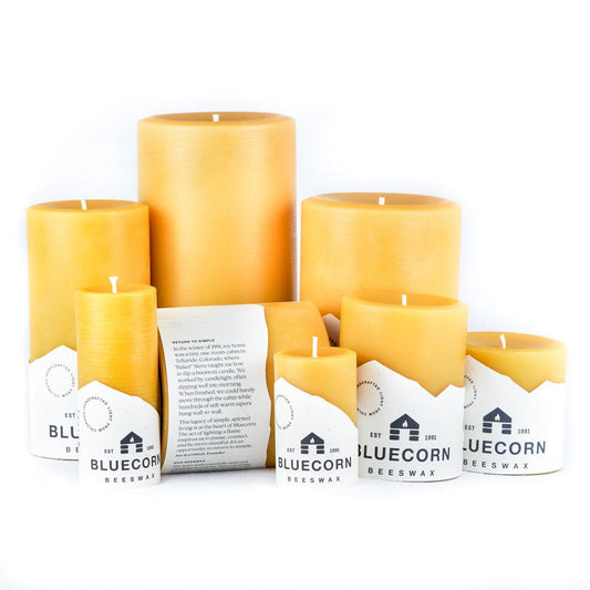 Clearance - Pure Beeswax Pillar - Bluecorn Candles