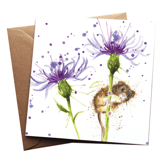 Cornflower Mouse Greeting Card - Bluecorn Candles