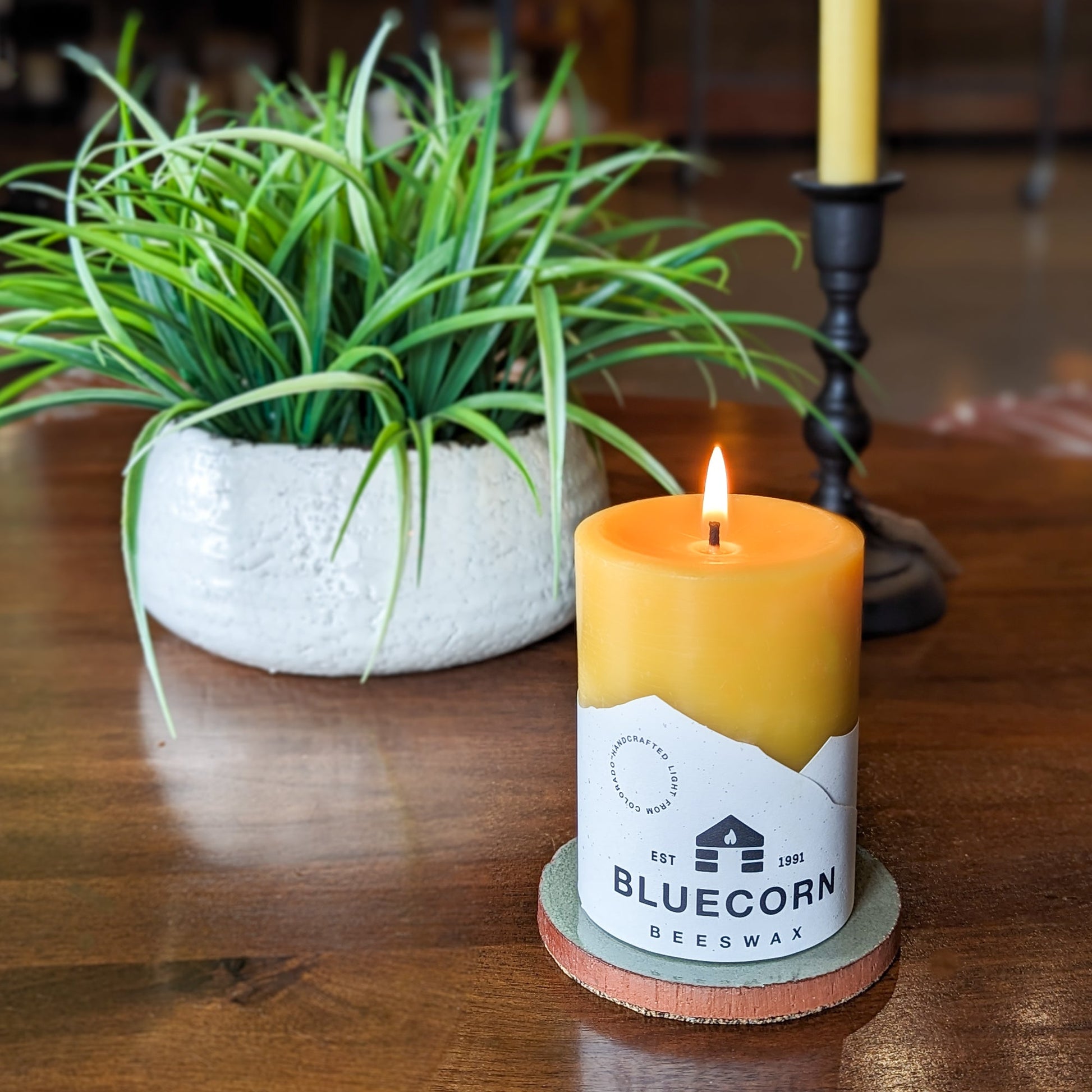 Particular Tile Pillar Candle Base - Bluecorn Candles