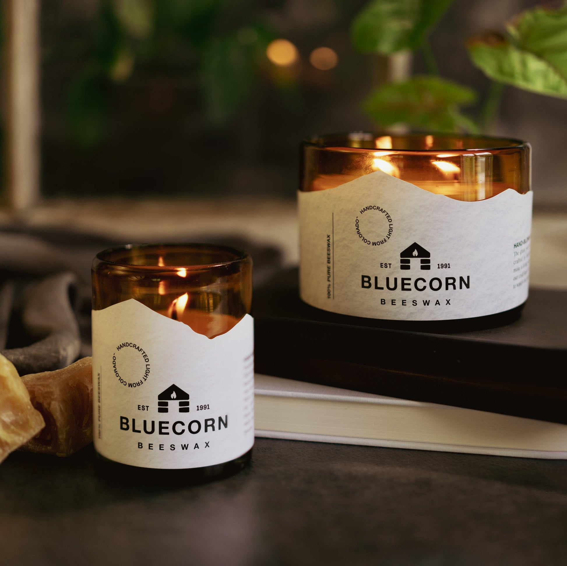 NEW Refill - Pure Beeswax Candle for Blown Glass - Bluecorn Candles