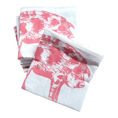 Pink Pig | Set of 4 Organic Cloth Napkins - Bluecorn Candles