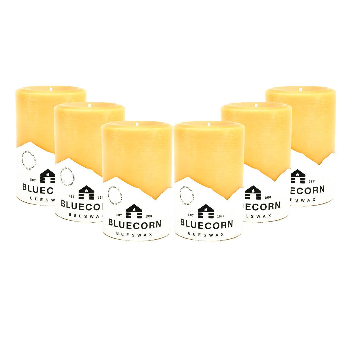 beeswax pillar candles bulk 6-pack of 4" x 6" large unscented pillar candles