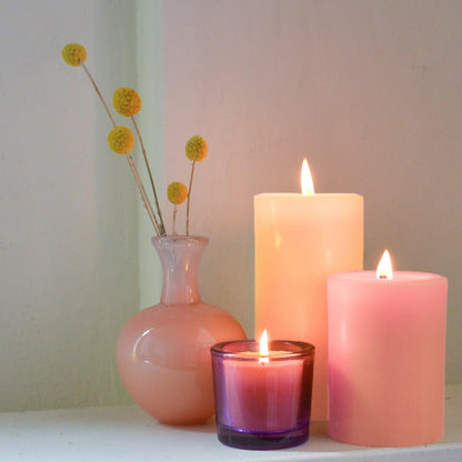 Valentine's Day Beeswax Pillar Pair - Dusty Rose & Ivory - Bluecorn Candles