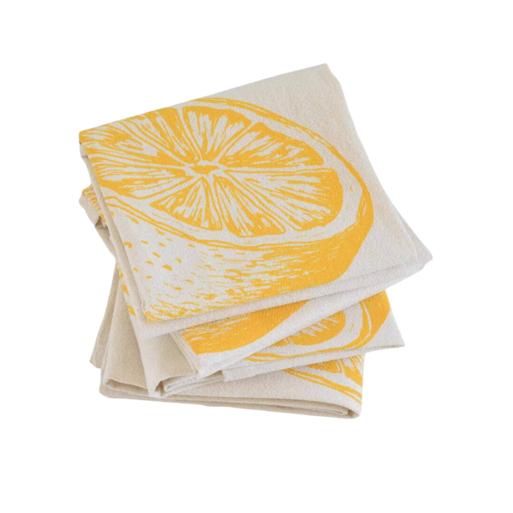 Yellow Lemon l Set of 4 Organic Cloth Napkins - Bluecorn Candles